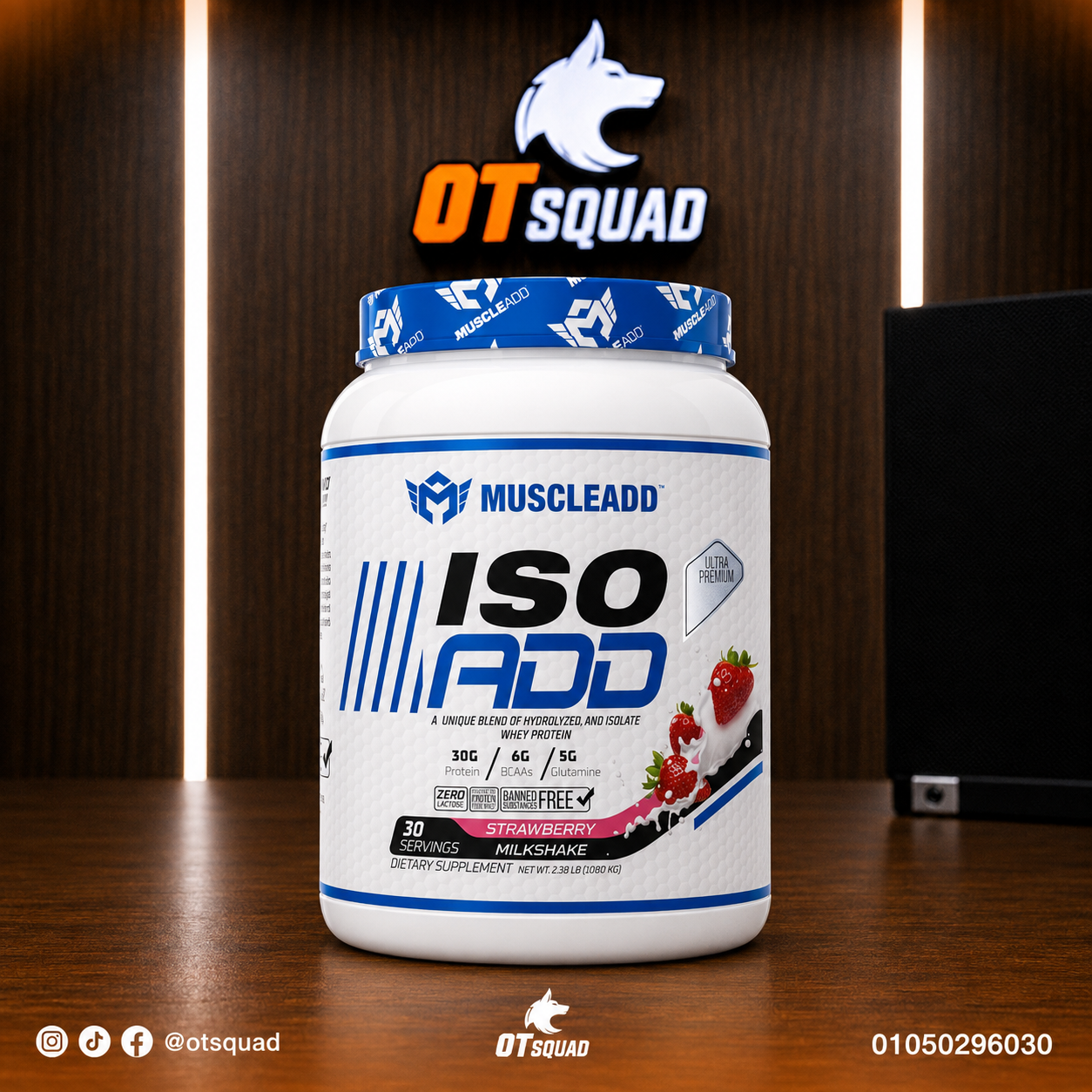 Muscleadd Whey isolate strawbary milkshake 1080gm 30serv