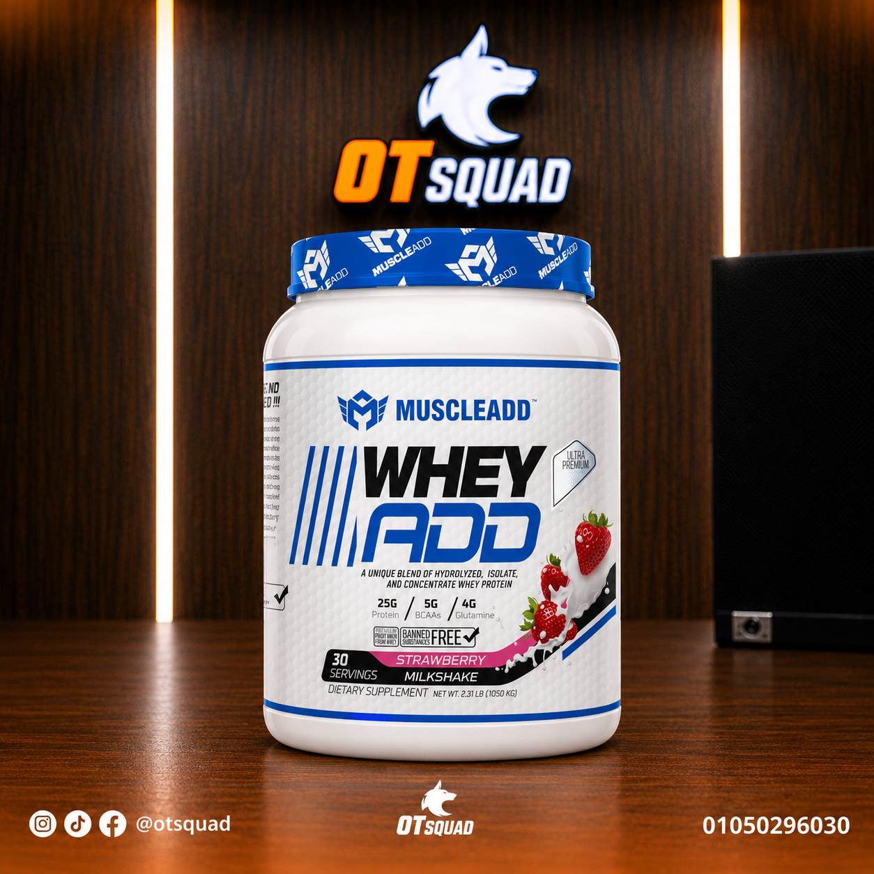 Muscleadd Whey strawbary milkshake 1050gm 30serv